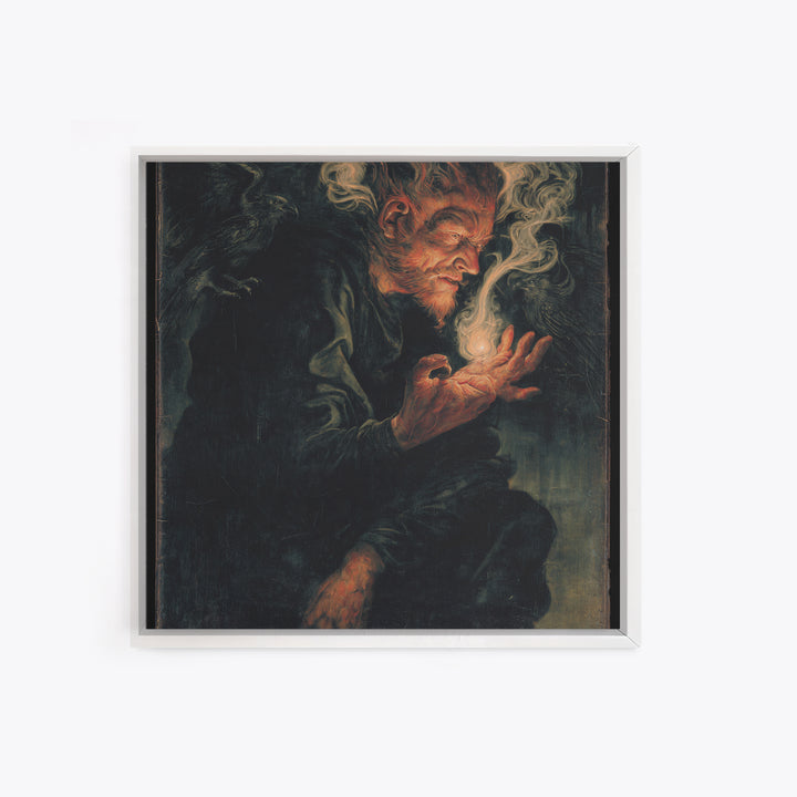 The Black Wax Candle, Dark Renaissance Art, Square Wall Art, Macabre Wall Art, Canvas Print, Halloween Wall Art