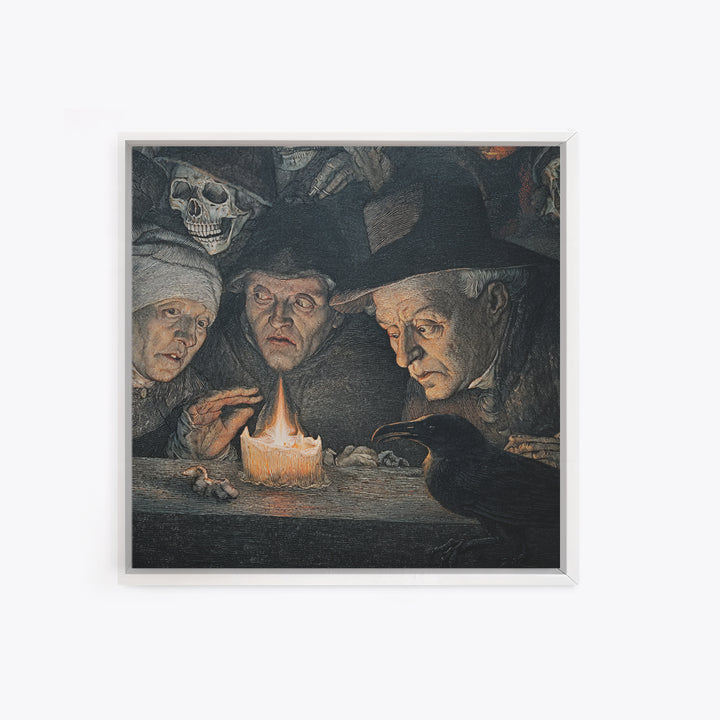 The Black Wax Candle, Danse Macabre Art, Square Wall Art, Dark Halloween Decor, Framed Canvas Print, Halloween Wall Art