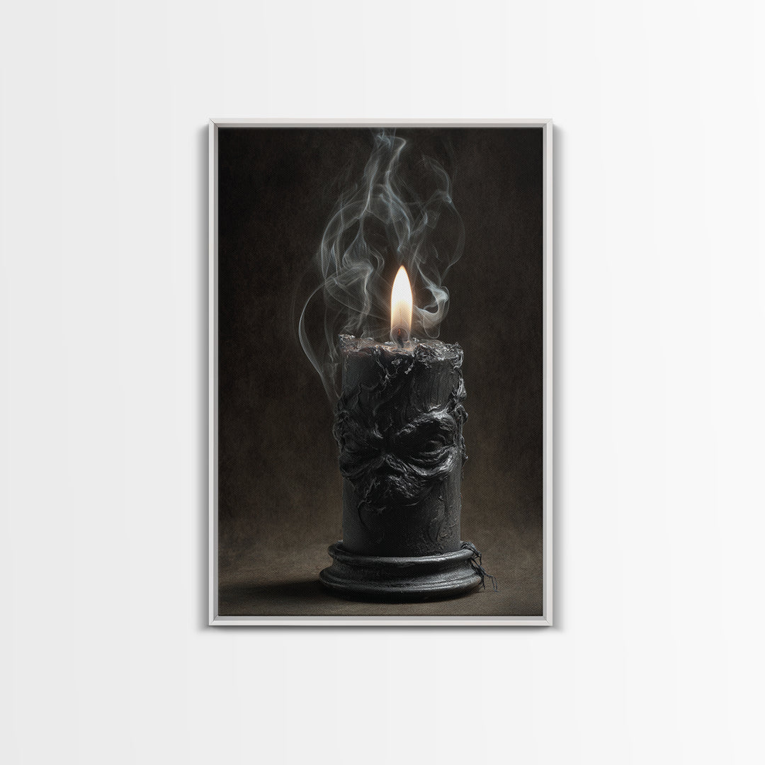The Black Wax Candle, Dark Romantic Horror Art, Vertical Wall Art, Gothic Horror Wall Art, Canvas Print, Halloween Wall Art