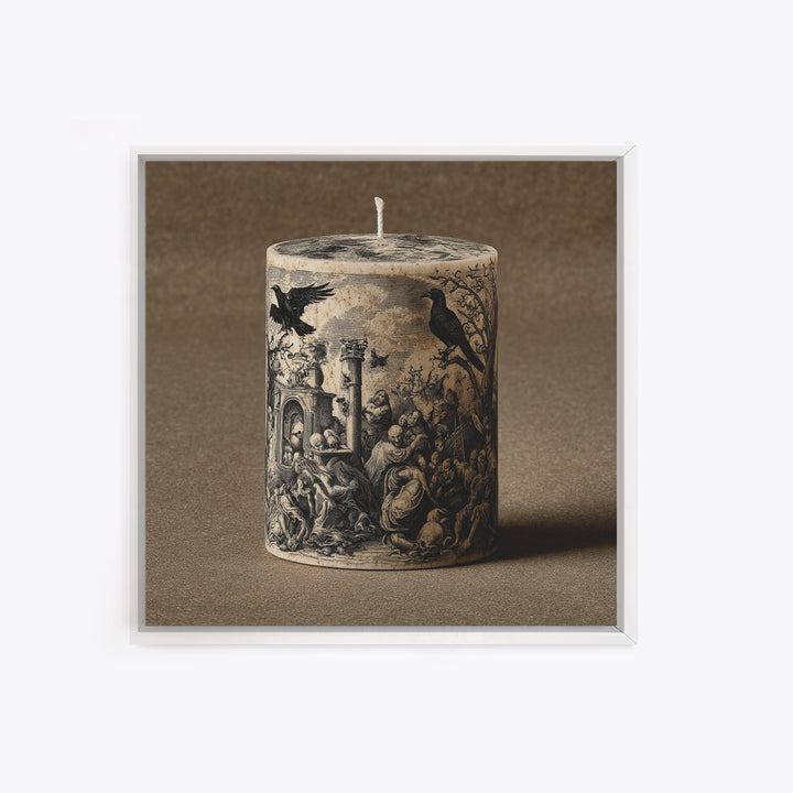 The Black Wax Candle, Gothic Nightmare Art, Square Wall Art, Dark Halloween Decor, Canvas Print, Halloween Wall Art, Spooky Wall Decor