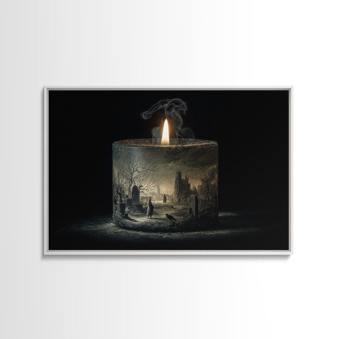 The Black Wax Candle, Romantic Gothic Landscape, Landscape Wall Art, Macabre Wall Art, Canvas Print, Halloween Wall Art