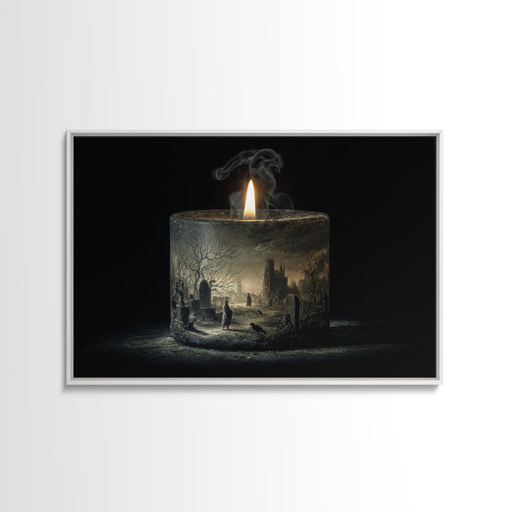 The Black Wax Candle, Romantic Gothic Landscape, Landscape Wall Art, Macabre Wall Art, Canvas Print, Halloween Wall Art