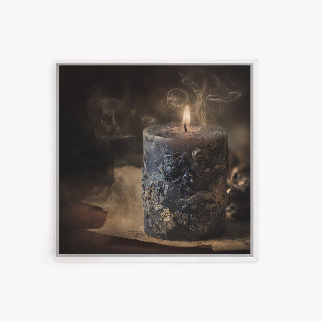 The Black Wax Candle, Symbolist Dream Art, Square Wall Art, Dark Fantasy Wall Art, Canvas Print, Halloween Wall Art, Gothic Home Decor