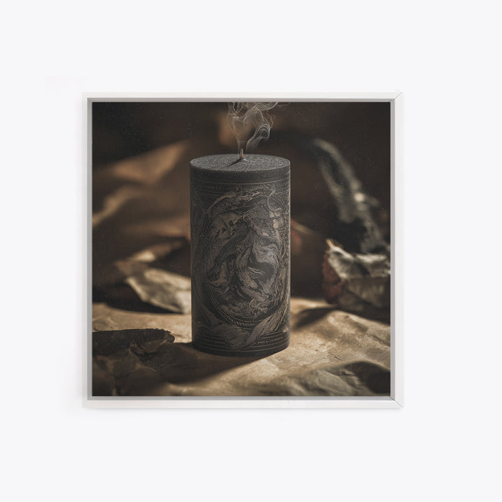 The Black Wax Candle, Decadent Gothic Art, Square Wall Art, Gothic Horror Wall Art, Framed Canvas Print, Halloween Wall Art