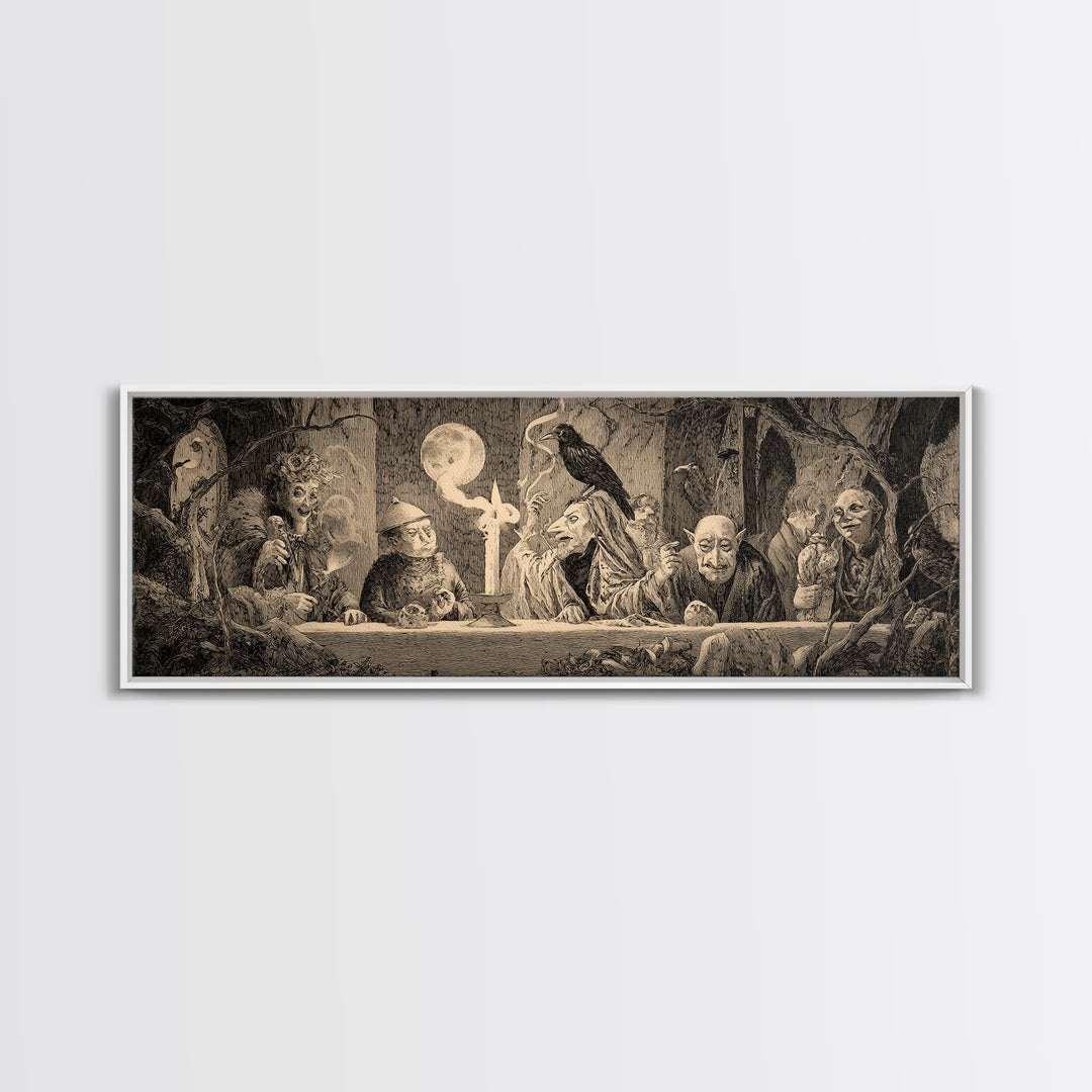 The Black Wax Candle, Expressionist Nightmare Art, Extra Wide Wall Art, Gothic Horror Wall Art, Framed Canvas Print, Halloween Wall Art