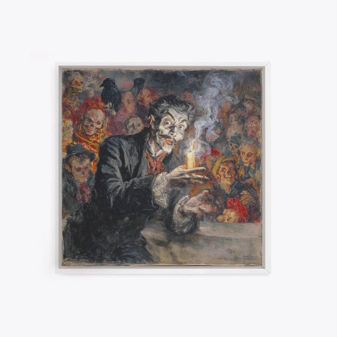 The Black Wax Candle, Grotesque Carnival Art, Square Wall Art, Gothic Horror Wall Art, Framed Canvas Print, Halloween Wall Art