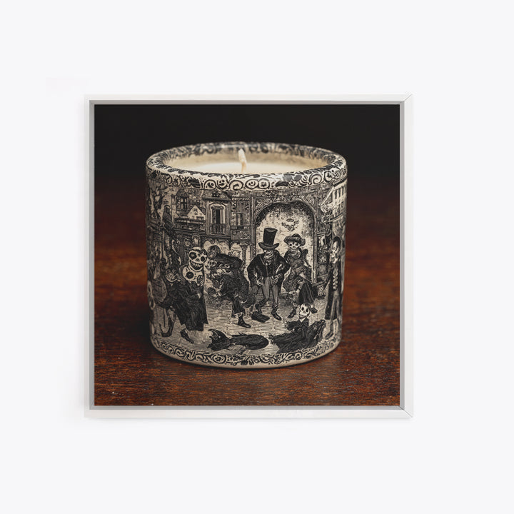 The Black Wax Candle, Macabre Folk Print Art, Square Wall Art, Gothic Horror Wall Art, Framed Canvas Print, Halloween Wall Art