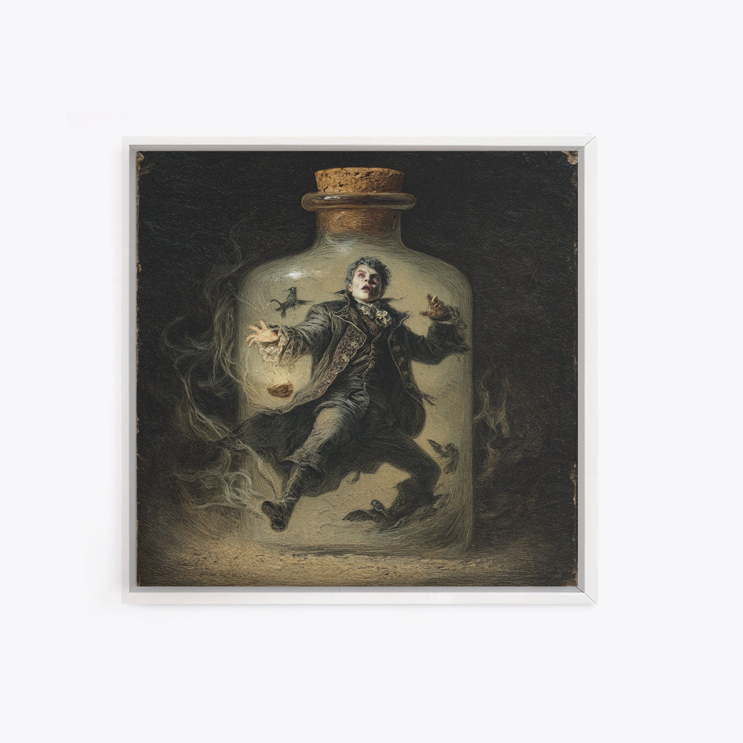 The Bottled Ghost, Gothic Nightmare Art, Square Wall Art, Gothic Horror Wall Art, Canvas Print, Halloween Wall Art, Seasonal Home Decor