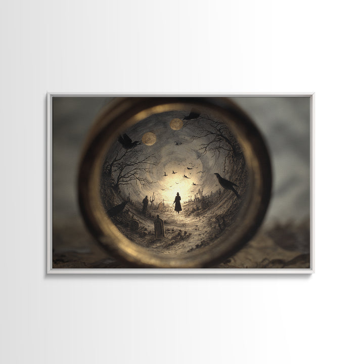 The Bottled Ghost, Romantic Gothic Landscape, Landscape Wall Art, Dark Halloween Decor, Framed Canvas Print, Halloween Wall Art