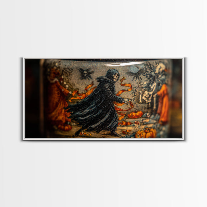 The Bottled Ghost, Grotesque Carnival Art, Wide Panoramic Art, Gothic Horror Wall Art, Framed Canvas Print, Halloween Wall Art