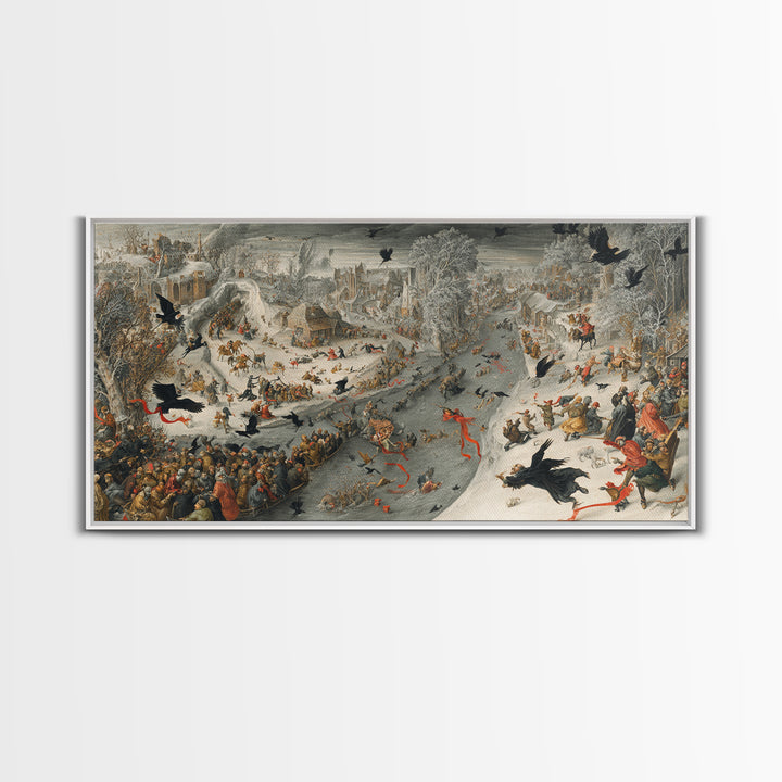The Coffin Key, Northern Renaissance Horror, Wide Panoramic Art, Gothic Horror Wall Art, Framed Canvas Print, Halloween Wall Art