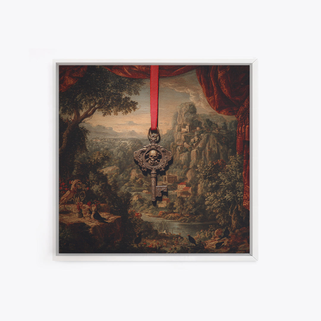 The Coffin Key, Baroque Witchcraft Art, Square Wall Art, Dark Fantasy Wall Art, Canvas Print, Halloween Wall Art, Horror Wall Art