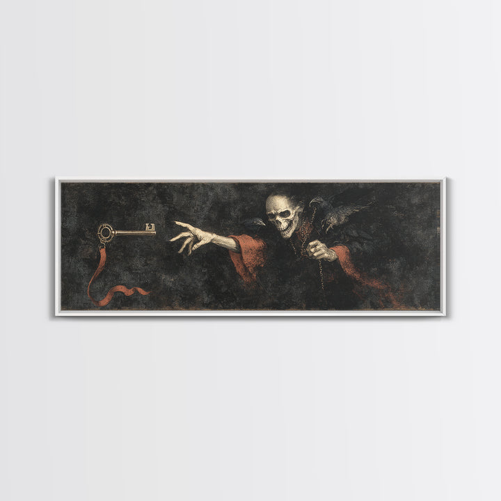 The Coffin Key, Dark Romantic Horror Art, Extra Wide Wall Art, Gothic Horror Wall Art, Framed Canvas Print, Halloween Wall Art