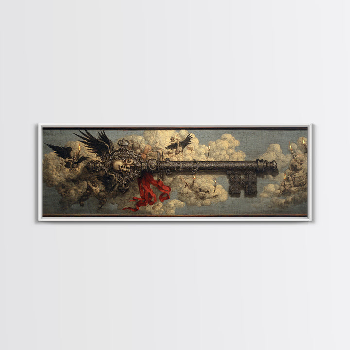 The Coffin Key, Visionary Gothic Art, Extra Wide Wall Art, Macabre Wall Art, Framed Canvas Print, Halloween Wall Art