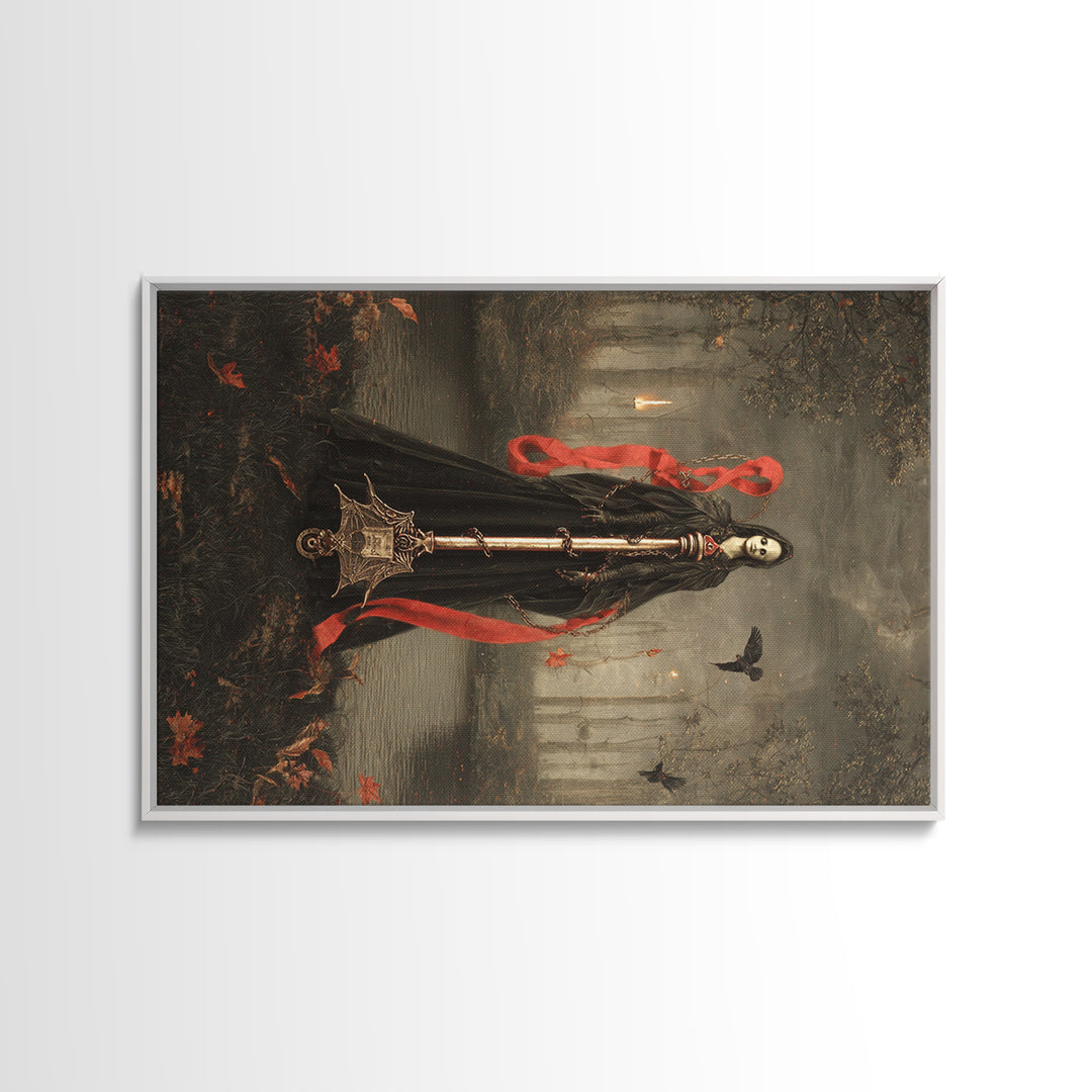 The Coffin Key, Symbolist Gothic Landscape, Landscape Wall Art, Macabre Wall Art, Framed Canvas Print, Halloween Wall Art