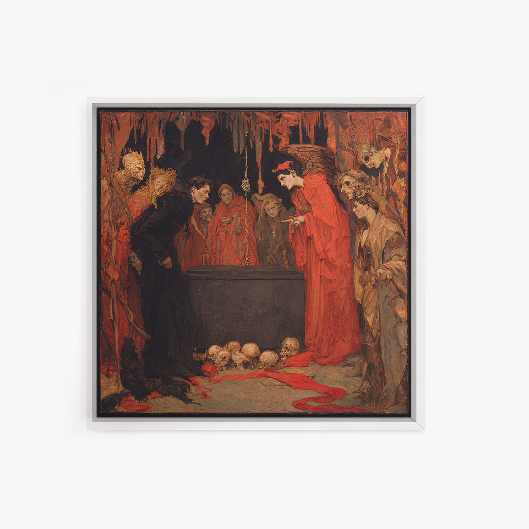 The Coffin Key, Dark Symbolist Art, Square Wall Art, Dark Fantasy Wall Art, Canvas Print, Halloween Wall Art, Horror Wall Art
