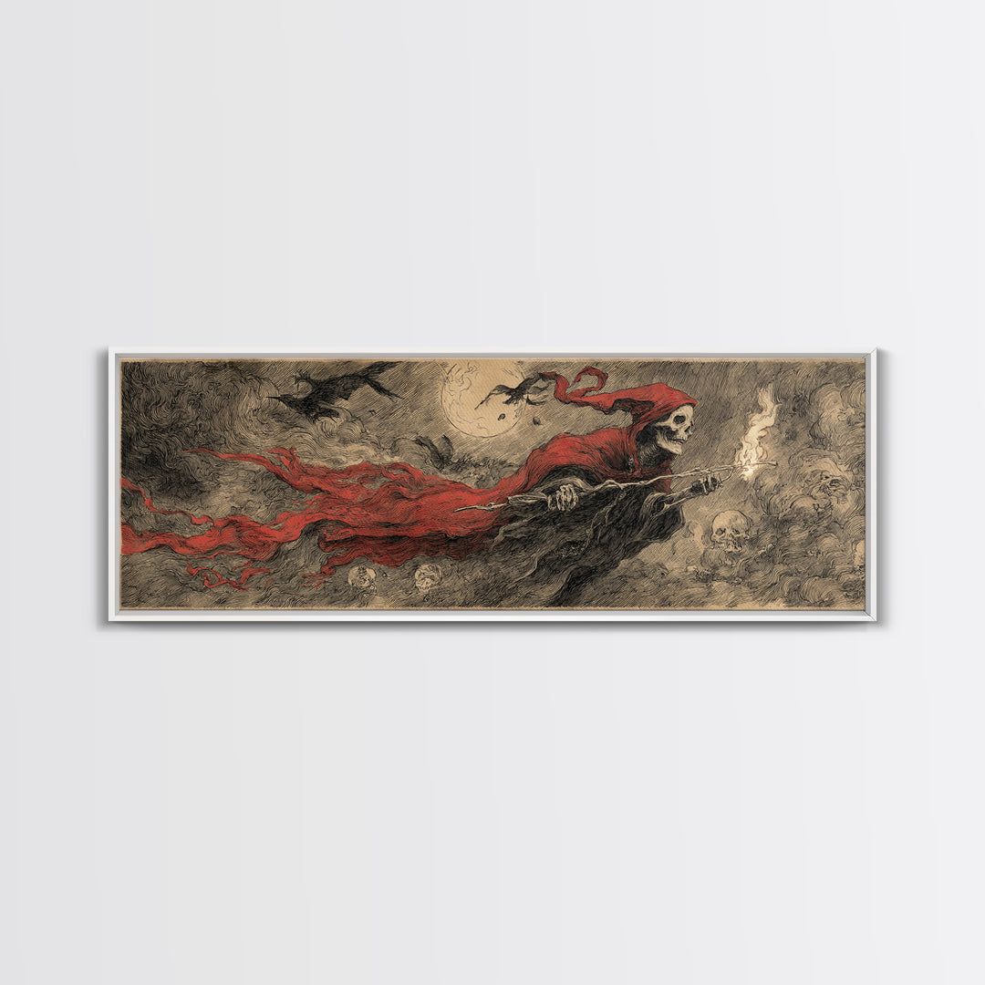 The Coffin Key, Expressionist Nightmare Art, Extra Wide Wall Art, Dark Halloween Decor, Framed Canvas Print, Halloween Wall Art