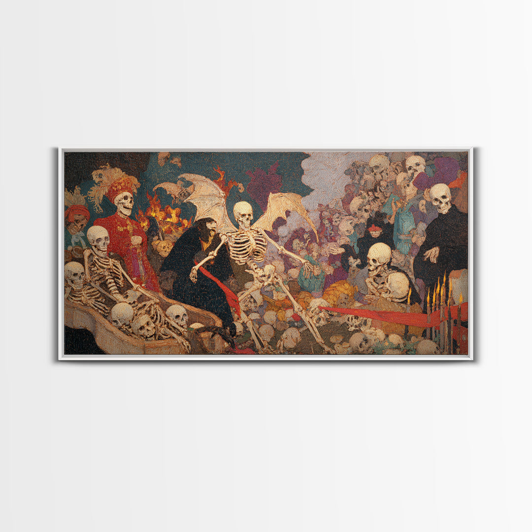The Coffin Key, Grotesque Carnival Art, Wide Panoramic Art, Macabre Wall Art, Canvas Print, Halloween Wall Art, Gothic Home Decor