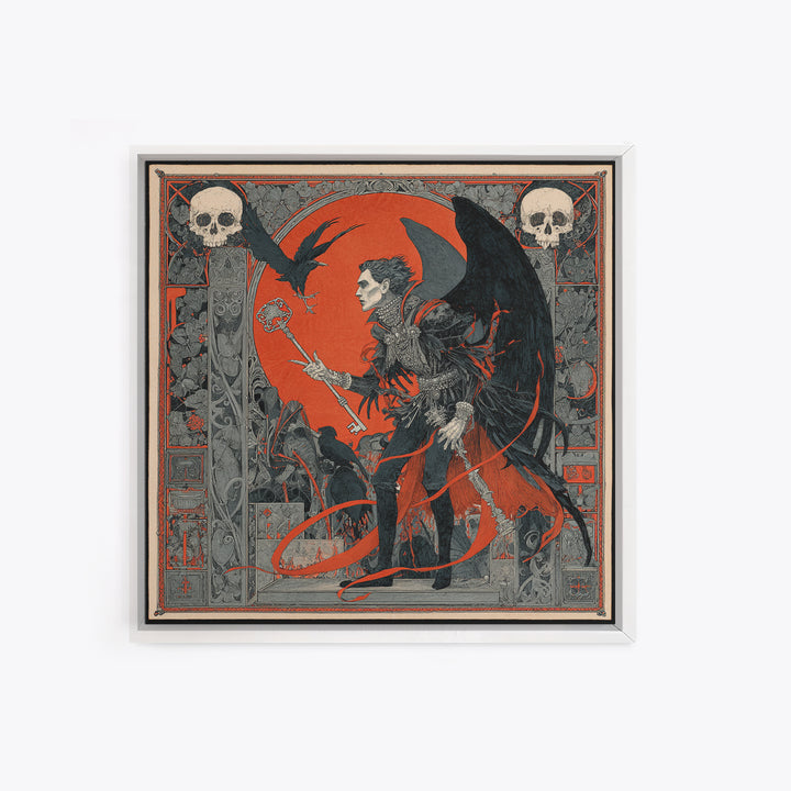 The Coffin Key, Stained Glass Gothic Art, Square Wall Art, Dark Halloween Decor, Canvas Print, Halloween Wall Art, Dark Fantasy Art