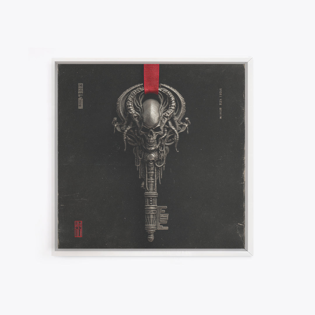 The Coffin Key, Biomechanical Horror Art, Square Wall Art, Dark Halloween Decor, Framed Canvas Print, Halloween Wall Art, Gothic Home Decor