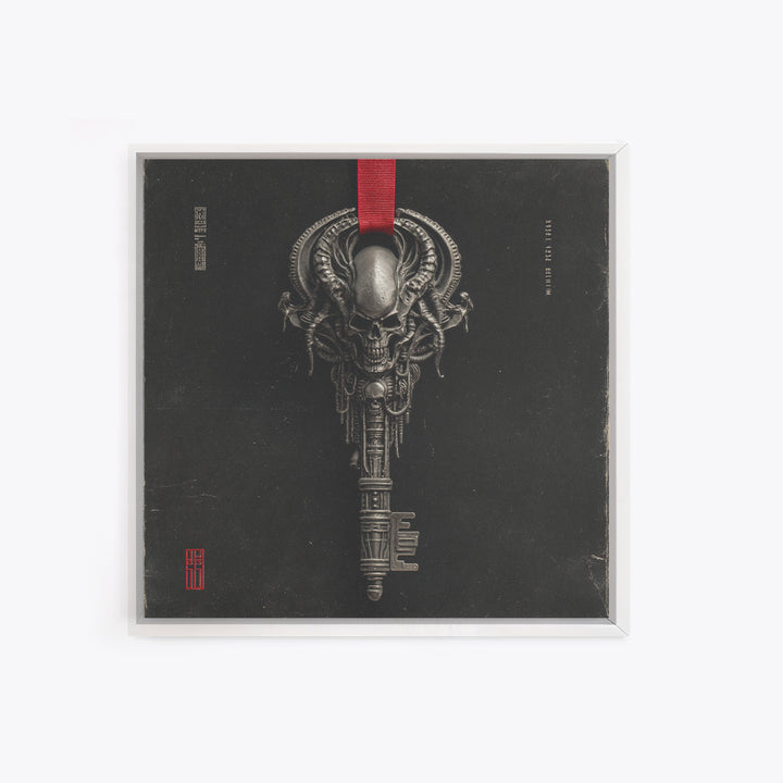 The Coffin Key, Biomechanical Horror Art, Square Wall Art, Dark Halloween Decor, Framed Canvas Print, Halloween Wall Art, Gothic Home Decor