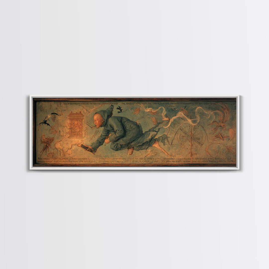 The Antique Spirit Board, Medieval Grotesque Art, Extra Wide Wall Art, Dark Fantasy Wall Art, Canvas Print, Halloween Wall Art