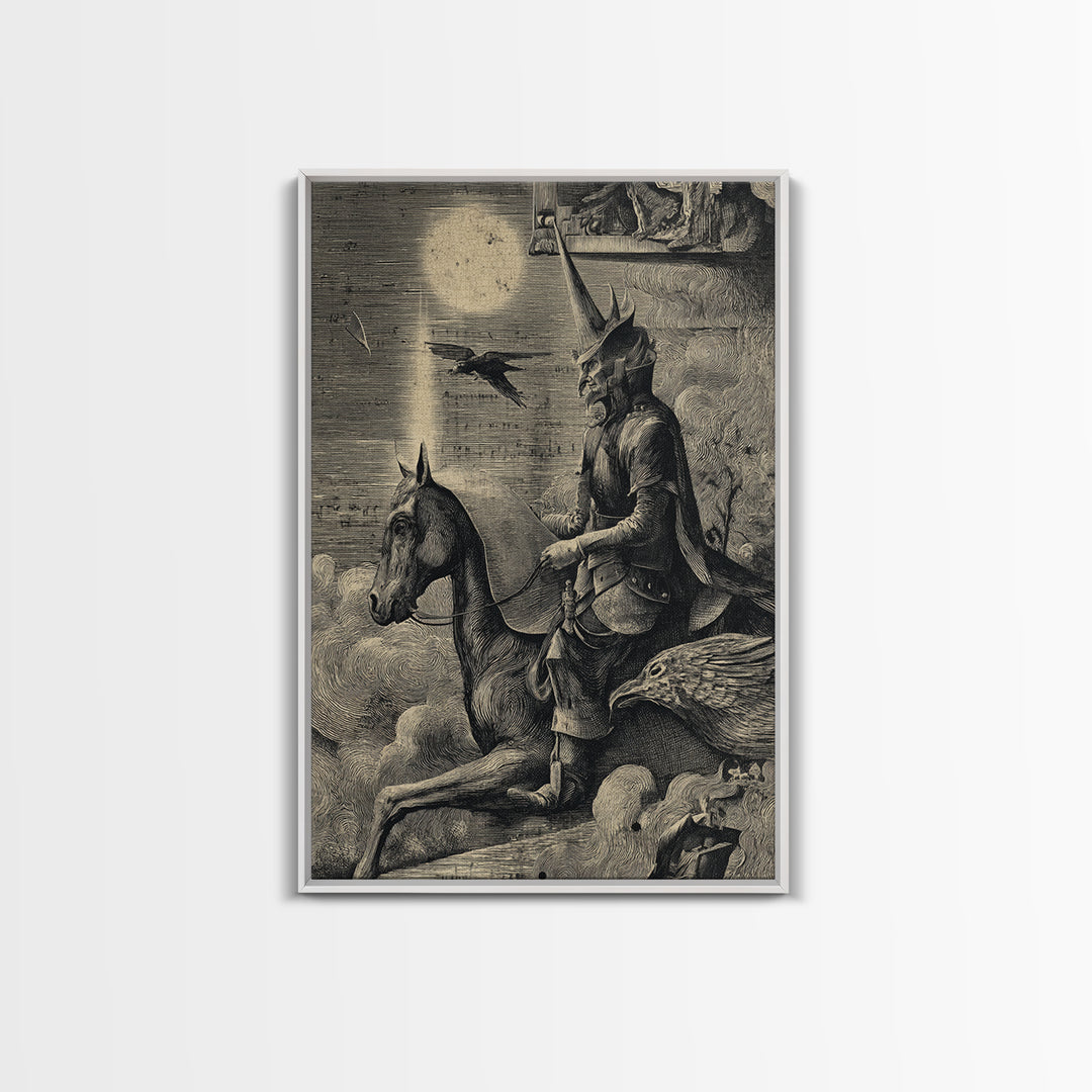 The Antique Spirit Board, Renaissance Engraving Art, Vertical Wall Art, Dark Fantasy Wall Art, Canvas Print, Halloween Wall Art
