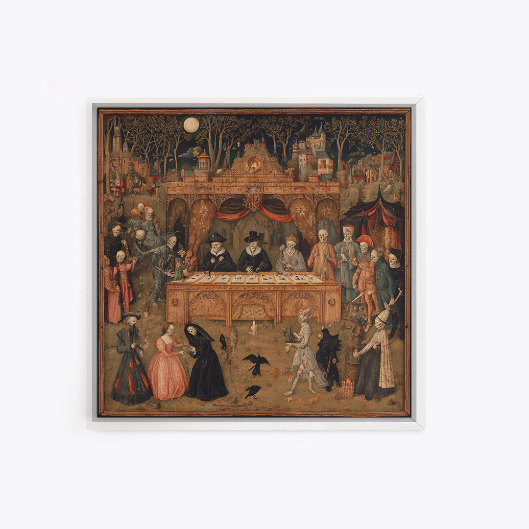 The Antique Spirit Board, Danse Macabre Art, Square Wall Art, Dark Fantasy Wall Art, Framed Canvas Print