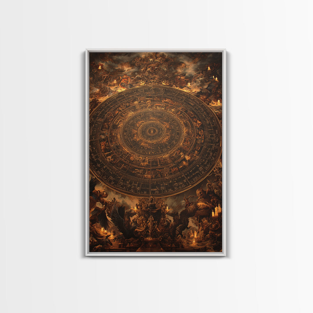 The Antique Spirit Board, Ornate Symbolist Art, Vertical Wall Art, Dark Halloween Decor, Framed Canvas Print, Halloween Wall Art