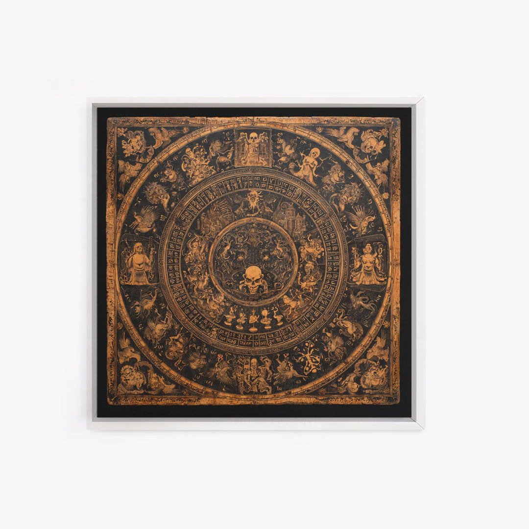 The Antique Spirit Board, Grotesque Carnival Art, Square Wall Art, Dark Halloween Decor, Canvas Print, Halloween Wall Art