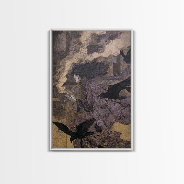 The Antique Spirit Board, Stained Glass Gothic Art, Vertical Wall Art, Dark Fantasy Wall Art, Canvas Print, Halloween Wall Art