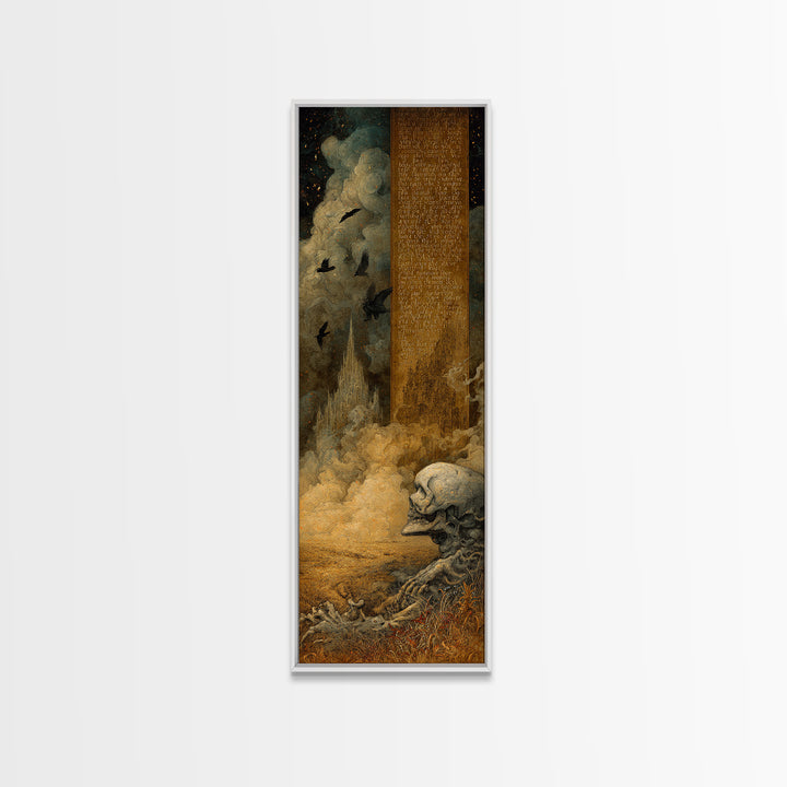 The Antique Spirit Board, Surreal Apocalyptic Art, Tall Narrow Wall Art, Dark Fantasy Wall Art, Canvas Print, Halloween Wall Art