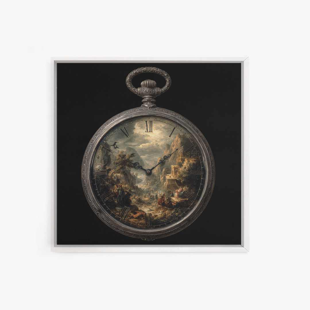 The Cursed Pocket Watch, Baroque Witchcraft Art, Square Wall Art, Dark Halloween Decor, Canvas Print, Halloween Wall Art