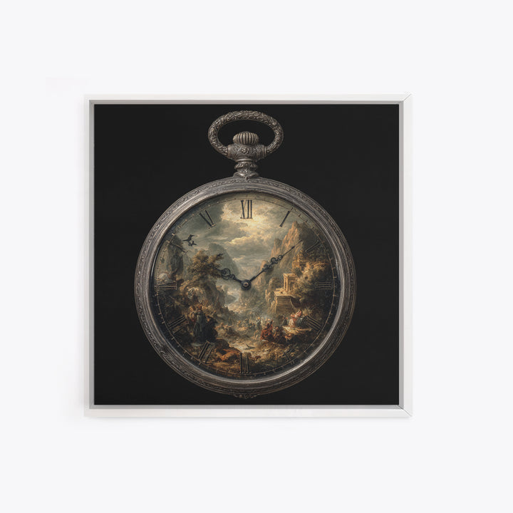 The Cursed Pocket Watch, Baroque Witchcraft Art, Square Wall Art, Dark Halloween Decor, Canvas Print, Halloween Wall Art