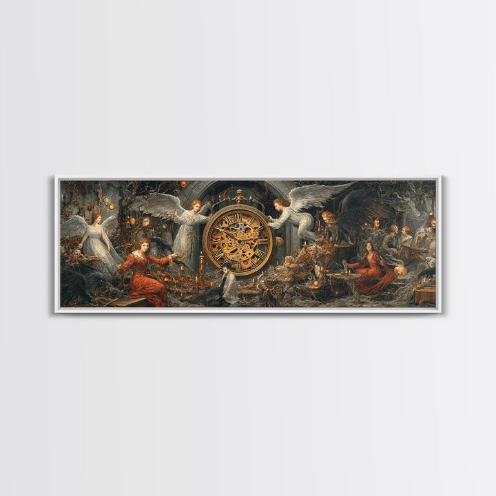 The Cursed Pocket Watch, Visionary Gothic Art, Extra Wide Wall Art, Gothic Horror Wall Art, Canvas Print, Halloween Wall Art