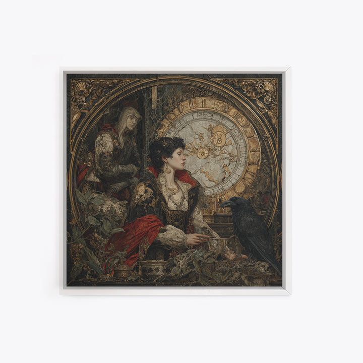The Cursed Pocket Watch, Ornate Symbolist Art, Square Wall Art, Gothic Horror Wall Art, Framed Canvas Print, Halloween Wall Art