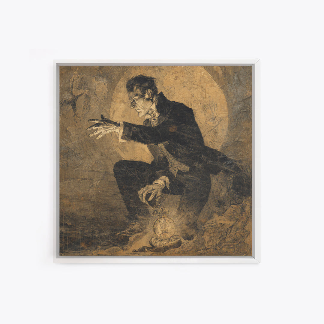 The Cursed Pocket Watch, Decadent Gothic Art, Square Wall Art, Dark Fantasy Wall Art, Framed Canvas Print, Halloween Wall Art