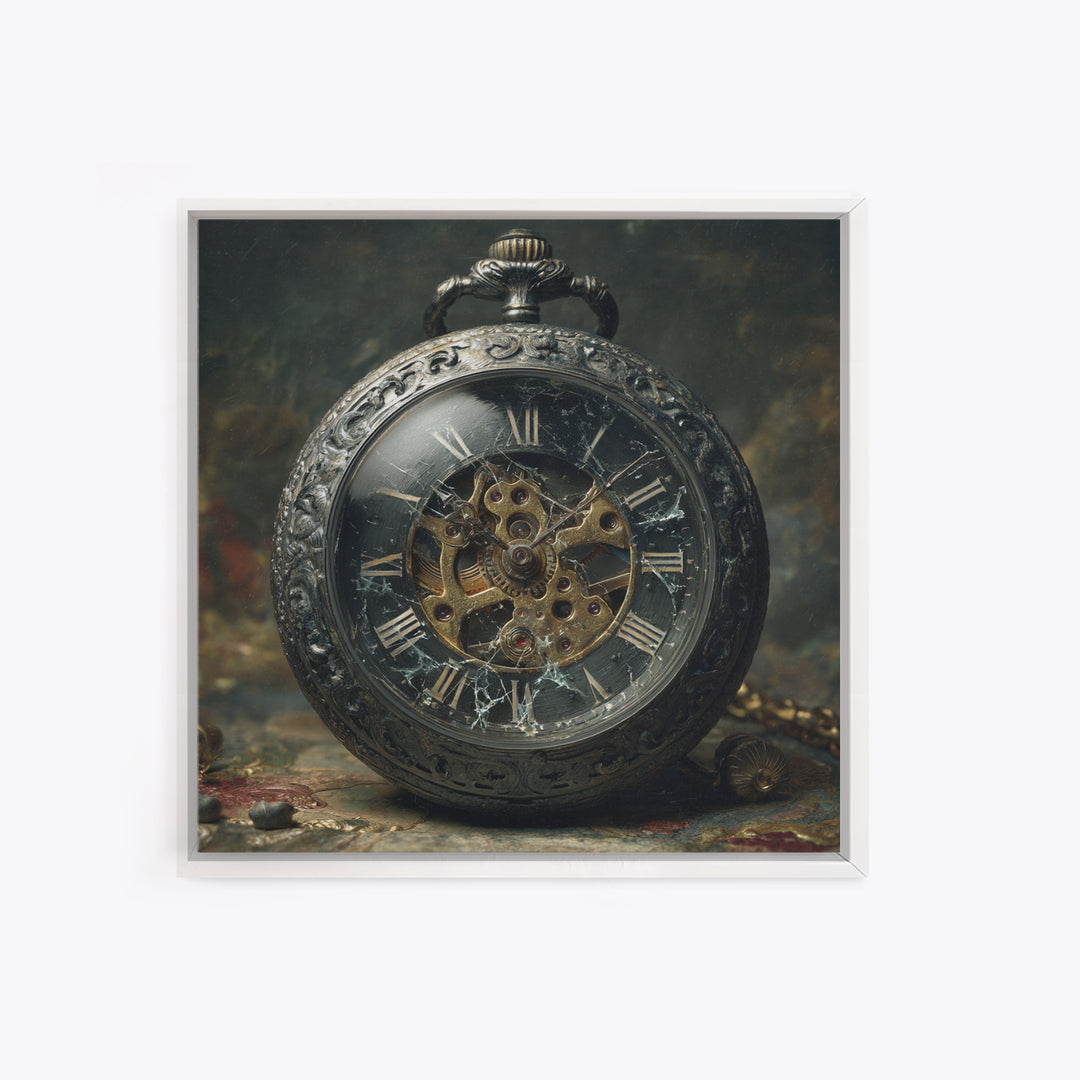 The Cursed Pocket Watch, Dark Symbolist Art, Square Wall Art, Dark Fantasy Wall Art, Framed Canvas Print, Halloween Wall Art