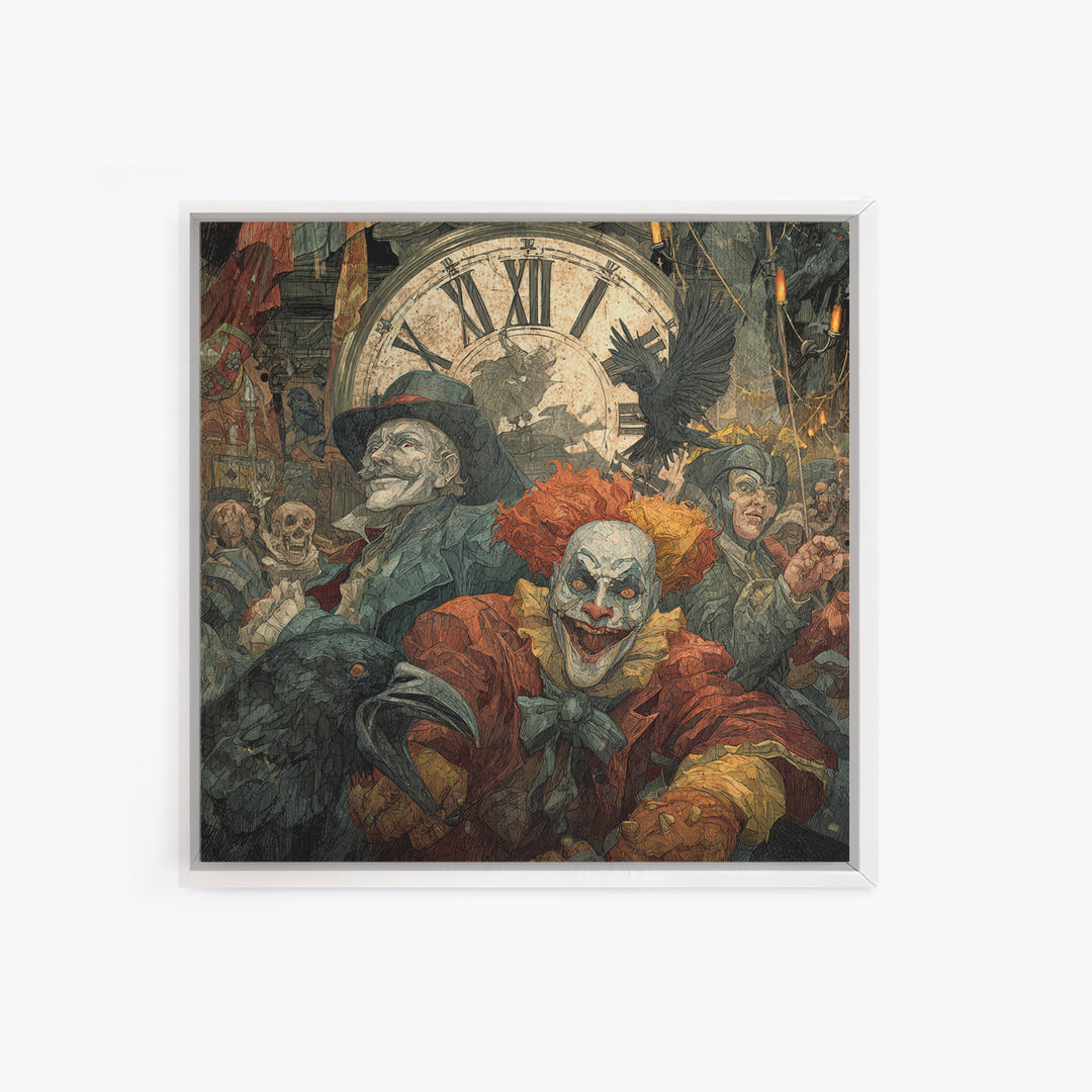 The Cursed Pocket Watch, Grotesque Carnival Art, Square Wall Art, Dark Fantasy Wall Art, Canvas Print, Halloween Wall Art
