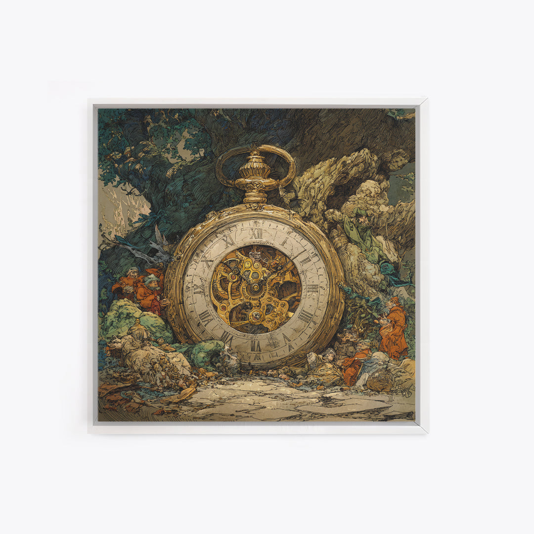 The Cursed Pocket Watch, Gothic Storybook Art, Square Wall Art, Macabre Wall Art, Canvas Print, Halloween Wall Art, Halloween Decor