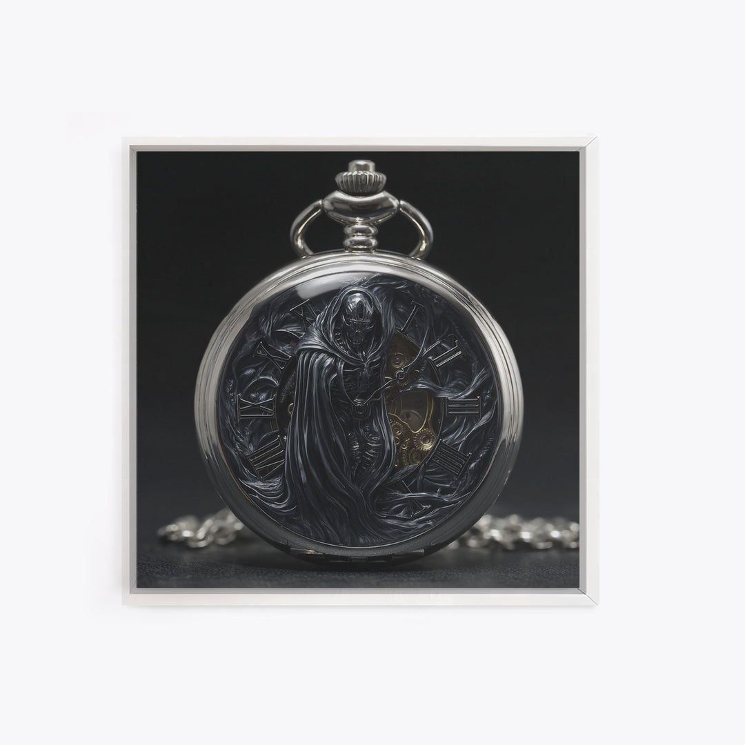 The Cursed Pocket Watch, Biomechanical Horror Art, Square Wall Art, Macabre Wall Art, Canvas Print, Halloween Wall Art, Horror Wall Art
