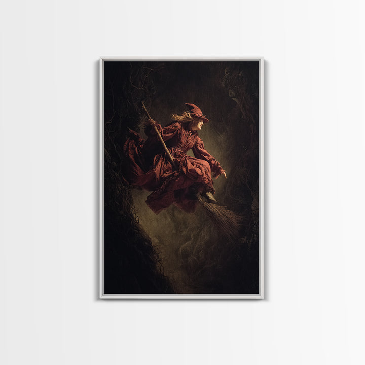 The Witch'S Broom, Gothic Nightmare Art, Vertical Wall Art, Dark Halloween Decor, Canvas Print, Halloween Wall Art, Statement Wall Art