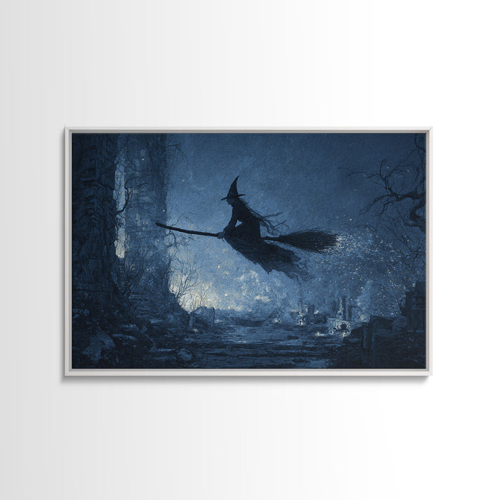 The Witch'S Broom, Romantic Gothic Landscape, Landscape Wall Art, Dark Fantasy Wall Art, Canvas Print, Halloween Wall Art