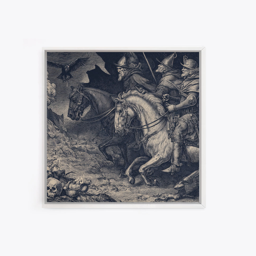 The Bone-Handled Lantern, Renaissance Engraving Art, Square Wall Art, Macabre Wall Art, Canvas Print, Halloween Wall Art