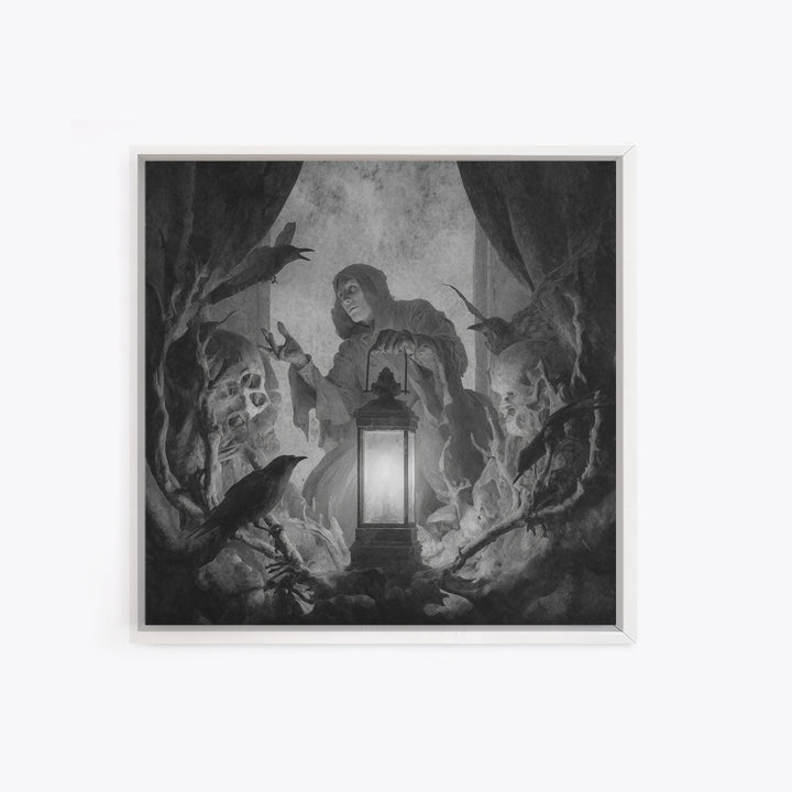 The Bone-Handled Lantern, Symbolist Dream Art, Square Wall Art, Gothic Horror Wall Art, Canvas Print, Halloween Wall Art