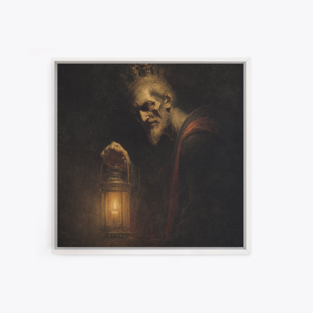 The Bone-Handled Lantern, Dark Symbolist Art, Square Wall Art, Dark Fantasy Wall Art, Canvas Print, Halloween Wall Art