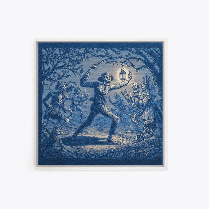 The Bone-Handled Lantern, Macabre Folk Print Art, Square Wall Art, Macabre Wall Art, Framed Canvas Print, Halloween Wall Art