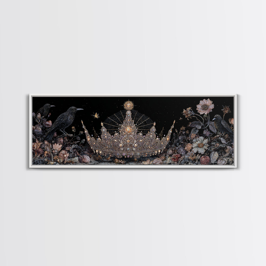 The Spiderweb Crown, Visionary Gothic Art, Extra Wide Wall Art, Macabre Wall Art, Framed Canvas Print, Halloween Wall Art