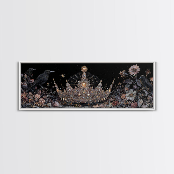 The Spiderweb Crown, Visionary Gothic Art, Extra Wide Wall Art, Macabre Wall Art, Framed Canvas Print, Halloween Wall Art