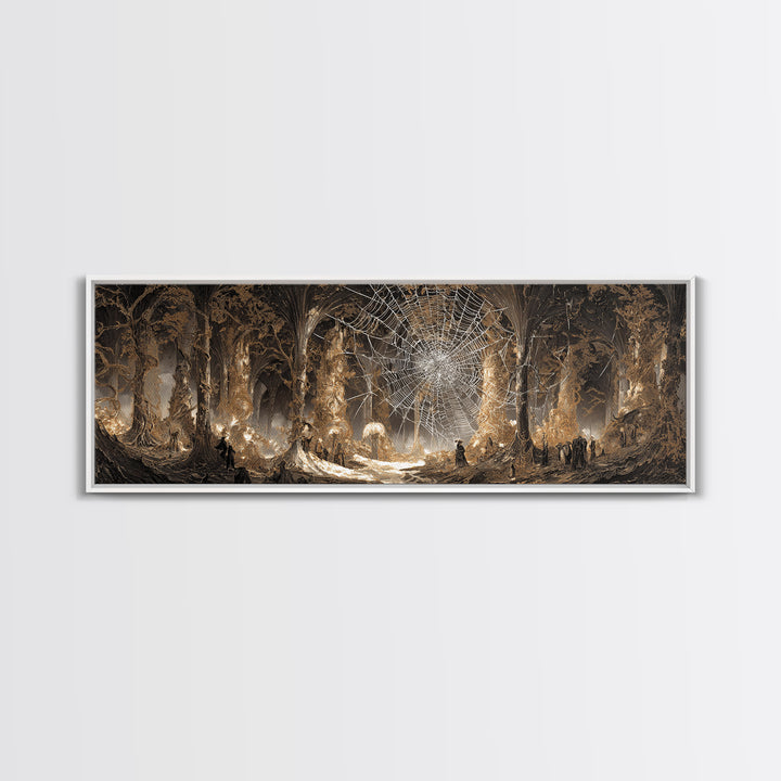 The Spiderweb Crown, Apocalyptic Romantic Art, Extra Wide Wall Art, Dark Halloween Decor, Canvas Print, Halloween Wall Art, Horror Wall Art